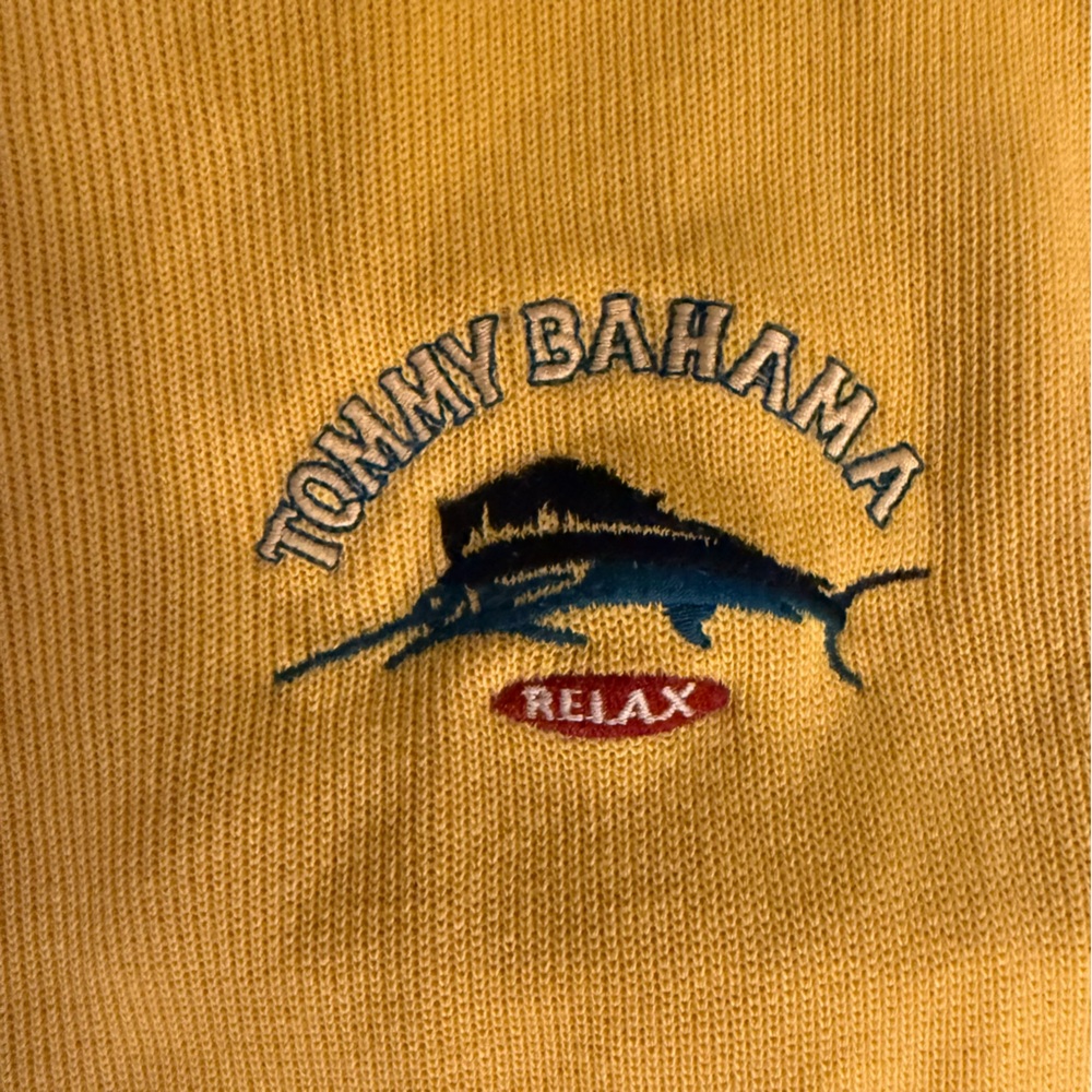 VTG Tommy Bahama Relax 1/4 Zip Sweater Adult Mens XXL Yellow Pullover Sweatshirt - Picture 4 of 4